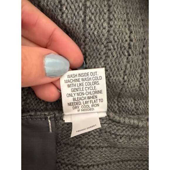 Dana Buchman Gray Knit Poncho Sweater W/ Button Detail High Collar M - Picture 12 of 12